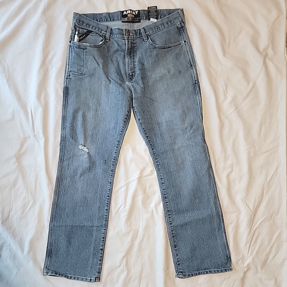 Ariat Rebar M4 Men's Low Rise Bootcut Jeans Blue Denim 35x32 Workwear
